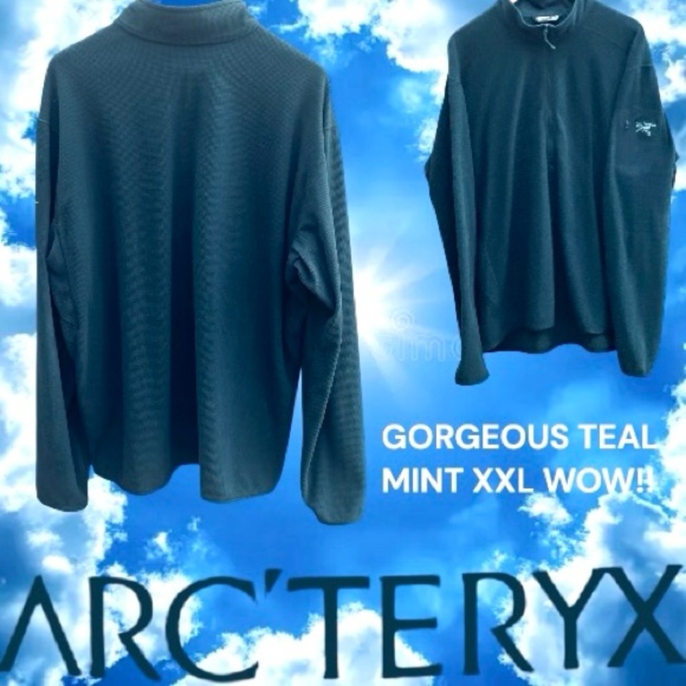 ARCTERYX DELTA LT MEN XXL 1/2 ZIP PULLOVER TEAL TONE ON TONE. P26/L31 ARM POCKET - Picture 6 of 11